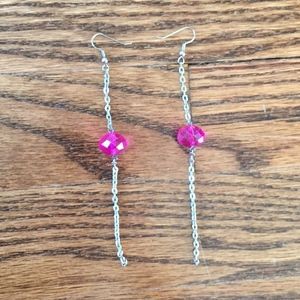 Pink and Silver Dangle Earrings